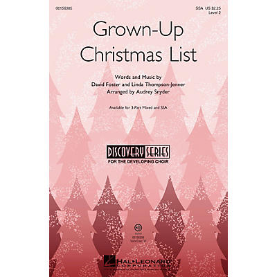 Hal Leonard Grown-Up Christmas List (Discovery Level 2) SSA arranged by Audrey Snyder