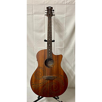 Luna Gypsy Tattoo Mahogany Acoustic-Electric Grand Concert Acoustic Electric Guitar