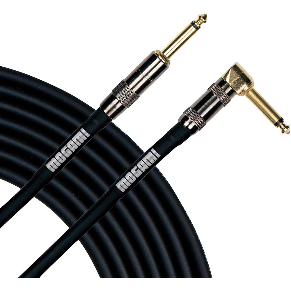 Mogami Instrument Cable with Right Angle to Straight End Connectors 20 ft. Right Angle to Straights - Musician's Friend Platinum