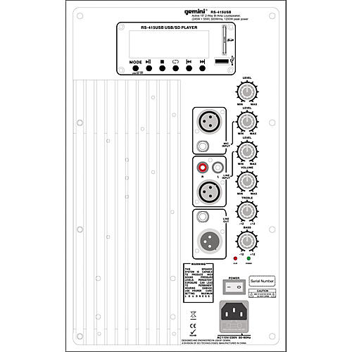 Gemini Rs 415usb 15 Powered Speaker W Built In Usb And Sd Card Reader Musician S Friend