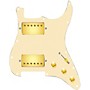 920d Custom HH Loaded Pickguard for Strat With Gold Cool Kids Humbuckers and S3W-HH Wiring Harness Aged White