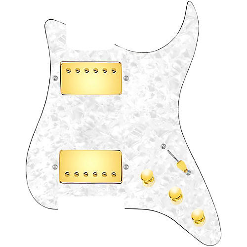 920d Custom HH Loaded Pickguard for Strat With Gold Cool Kids Humbuckers and S5W-HH Wiring Harness White Pearl