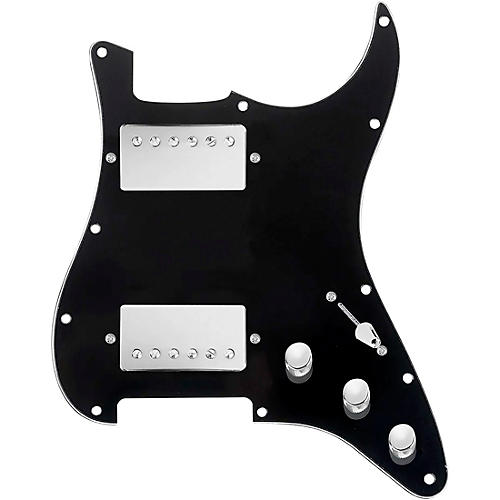 920d Custom HH Loaded Pickguard for Strat With Nickel Cool Kids Humbuckers and S3W-HH Wiring Harness Black