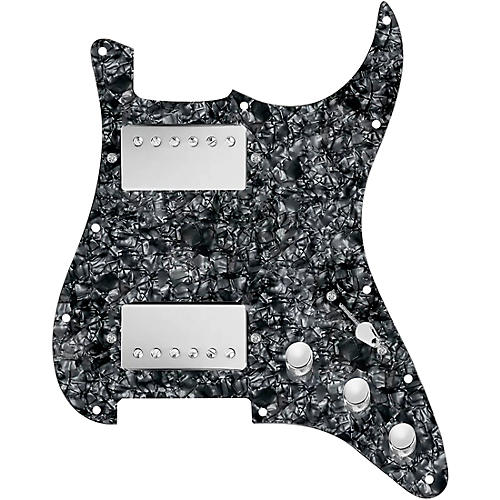 920d Custom HH Loaded Pickguard for Strat With Nickel Cool Kids Humbuckers and S5W-HH Wiring Harness Black Pearl