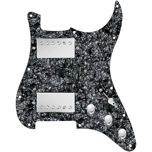 920d Custom HH Loaded Pickguard for Strat With Nickel Roughneck Humbuckers and S3W-HH Wiring Harness Black Pearl