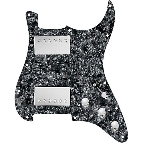 920d Custom HH Loaded Pickguard for Strat With Nickel Smoothie Humbuckers and S5W-HH Wiring Harness Black Pearl