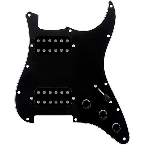 920d Custom HH Loaded Pickguard for Strat With Uncovered Cool Kids Humbuckers and S3W-HH Wiring Harness Black