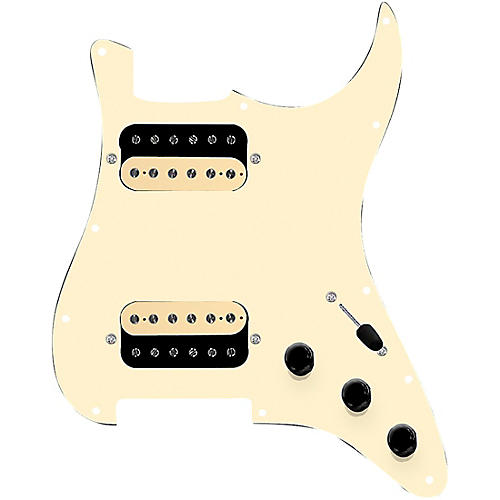 920d Custom HH Loaded Pickguard for Strat With Uncovered Roughneck Humbuckers and S3W-HH Wiring Harness Aged White