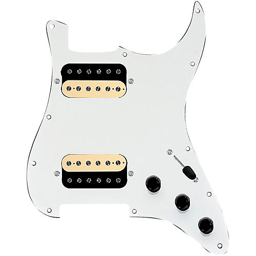 920d Custom HH Loaded Pickguard for Strat With Uncovered Roughneck Humbuckers and S3W-HH Wiring Harness Parchment