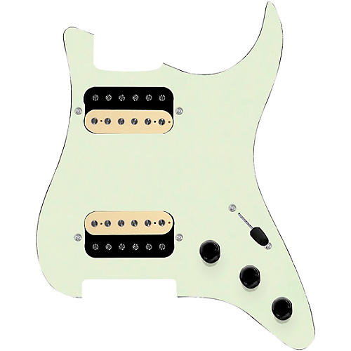 920d Custom HH Loaded Pickguard for Strat With Uncovered Roughneck Humbuckers and S5W-HH Wiring Harness Mint Green