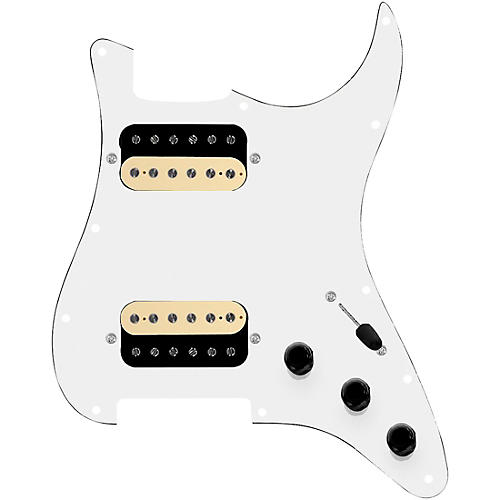 920d Custom HH Loaded Pickguard for Strat With Uncovered Roughneck Humbuckers and S5W-HH Wiring Harness White