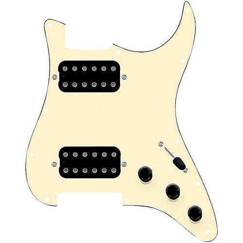 920d Custom HH Loaded Pickguard for Strat With Uncovered Smoothie Humbuckers and S3W-HH Wiring Harness Aged White