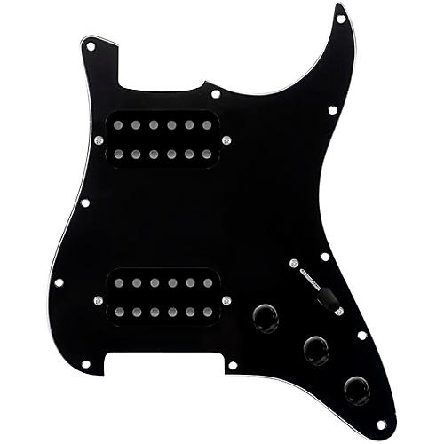 920d Custom HH Loaded Pickguard for Strat With Uncovered Smoothie Humbuckers and S3W-HH Wiring Harness Black