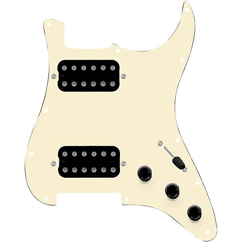 920d Custom HH Loaded Pickguard for Strat With Uncovered Smoothie Humbuckers and S5W-HH Wiring Harness Aged White