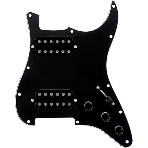 920d Custom HH Loaded Pickguard for Strat With Uncovered Smoothie Humbuckers and S5W-HH Wiring Harness Black