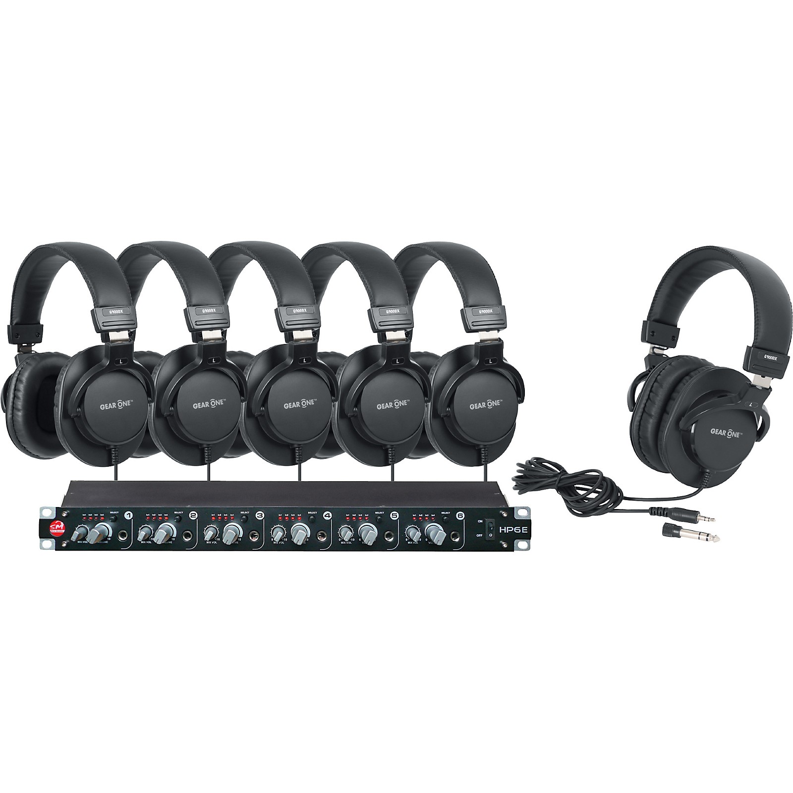 SM Pro Audio HP6E 6Channel Headphone Amp with 6 Headphones Musician