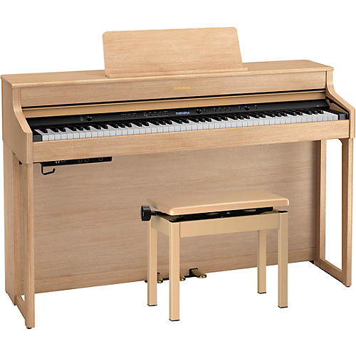 Roland HP702 Digital Upright Piano With Bench Light Oak