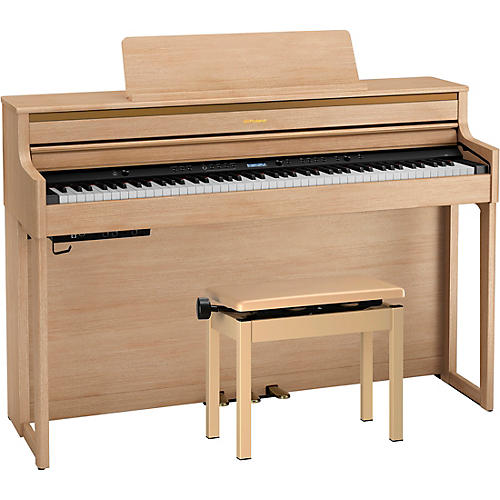 Roland HP704 Digital Upright Piano With Bench Light Oak