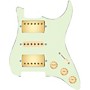 920d Custom HSH Loaded Pickguard for Stratocaster With Gold Smoothie Humbuckers, Aged White Texas Vintage Pickups and S5W-HSH Wiring Harness Mint Green