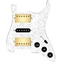 920d Custom HSH Loaded Pickguard for Stratocaster With Gold Smoothie Humbuckers, Black Texas Vintage Pickups and S5W-HSH Wiring Harness White Pearl