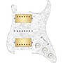 920d Custom HSH Loaded Pickguard for Stratocaster With Gold Smoothie Humbuckers, White Texas Vintage Pickups and S5W-HSH Wiring Harness White Pearl