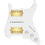 920d Custom HSH Loaded Pickguard for Stratocaster With Gold Smoothie Humbuckers, White Texas Vintage Pickups and S5W-HSH Wiring Harness White