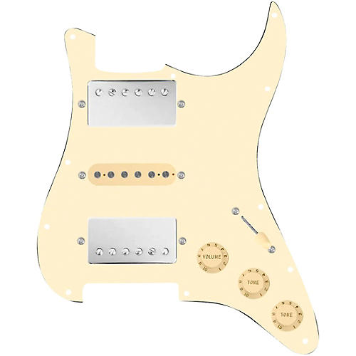 920d Custom HSH Loaded Pickguard for Stratocaster With Nickel Smoothie Humbuckers, Aged White Texas Vintage Pickups and S5W-HSH Wiring Harness Aged White