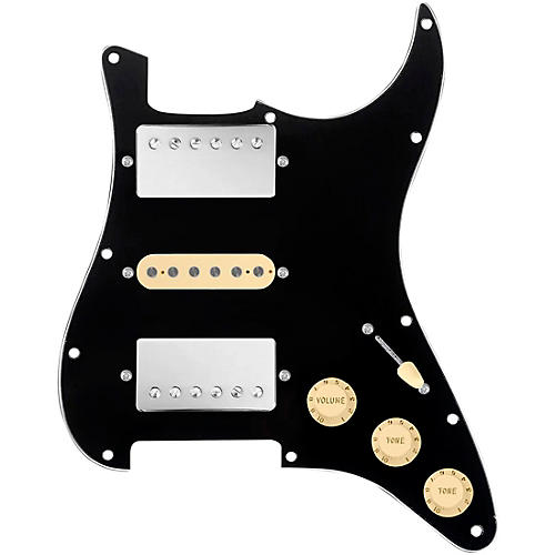 920d Custom HSH Loaded Pickguard for Stratocaster With Nickel Smoothie Humbuckers, Aged White Texas Vintage Pickups and S5W-HSH Wiring Harness Black