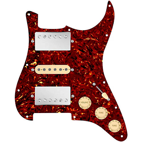 920d Custom HSH Loaded Pickguard for Stratocaster With Nickel Smoothie Humbuckers, Aged White Texas Vintage Pickups and S5W-HSH Wiring Harness Tortoise