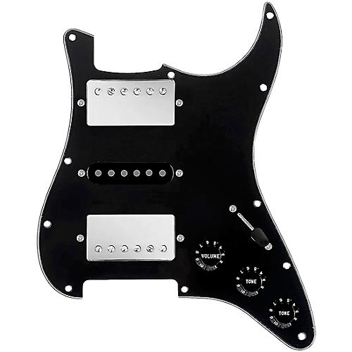 920d Custom HSH Loaded Pickguard for Stratocaster With Nickel Smoothie Humbuckers, Black Texas Vintage Pickups and S5W-HSH Wiring Harness Black