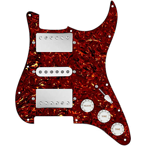 920d Custom HSH Loaded Pickguard for Stratocaster With Nickel Smoothie Humbuckers, White Texas Vintage Pickups and S5W-HSH Wiring Harness Tortoise