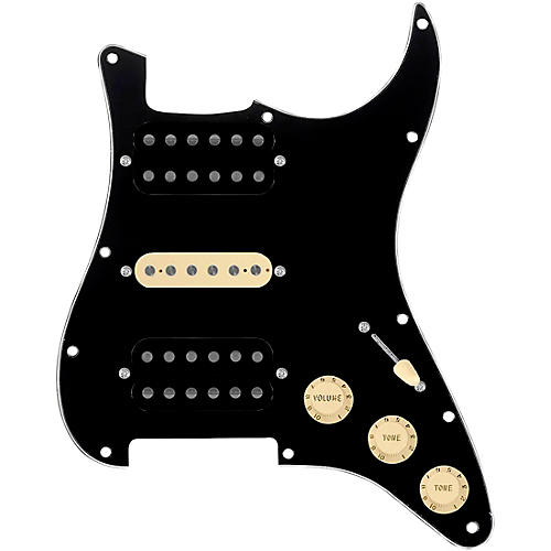 920d Custom HSH Loaded Pickguard for Stratocaster With Uncovered Smoothie Humbuckers, Aged White Texas Vintage Pickups and S5W-HSH Wiring Harness Black
