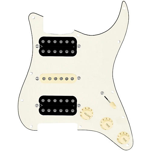920d Custom HSH Loaded Pickguard for Stratocaster With Uncovered Smoothie Humbuckers, Aged White Texas Vintage Pickups and S5W-HSH Wiring Harness Parchment
