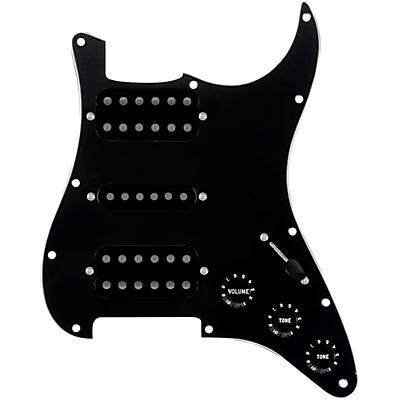 920d Custom HSH Loaded Pickguard for Stratocaster With Uncovered Smoothie Humbuckers, Black Texas Vintage Pickups and S5W-HSH Wiring Harness