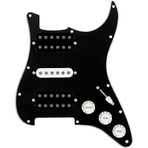 920d Custom HSH Loaded Pickguard for Stratocaster With Uncovered Smoothie Humbuckers, White Texas Vintage Pickups and S5W-HSH Wiring Harness Black