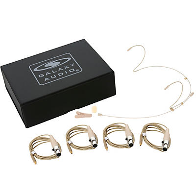 Galaxy Audio HSM4 Dual Ear Headset Mic With 4 Shure Connector Cables, Windscreen, Clip and Case