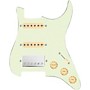 920d Custom HSS Loaded Pickguard For Strat With A Nickel Cool Kids Humbucker, Aged White Texas Grit Pickups and Black Knobs Mint Green