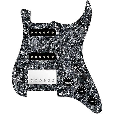 920d Custom HSS Loaded Pickguard For Strat With A Nickel Cool Kids Humbucker, Black Texas Grit Pickups and Black Knobs