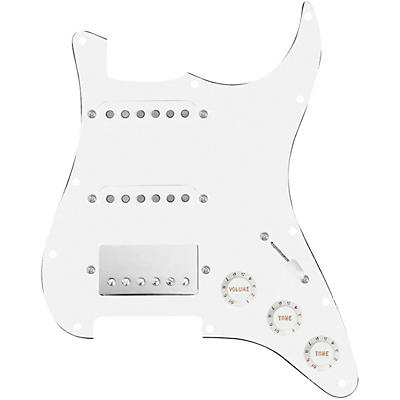920d Custom HSS Loaded Pickguard For Strat With A Nickel Smoothie Humbucker, White Texas Vintage Pickups and White Knobs