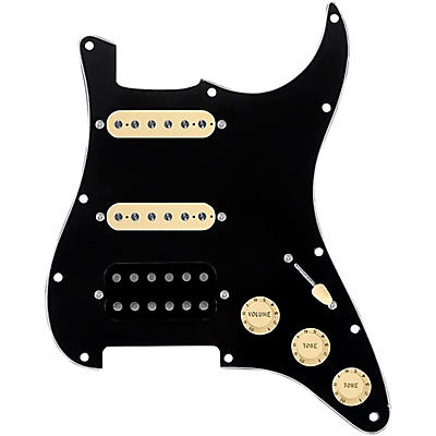 920d Custom HSS Loaded Pickguard For Strat With An Uncovered Cool Kids Humbucker, Aged White Texas Grit Pickups and Black Knobs