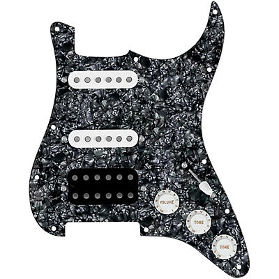 920d Custom HSS Loaded Pickguard For Strat With An Uncovered Cool Kids Humbucker, White Texas Grit Pickups and Black Knobs