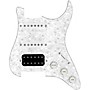 920d Custom HSS Loaded Pickguard For Strat With An Uncovered Cool Kids Humbucker, White Texas Grit Pickups and Black Knobs White Pearl