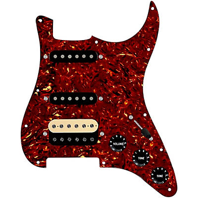 920d Custom HSS Loaded Pickguard For Strat With An Uncovered Roughneck Humbucker, Black Texas Growler Pickups and Black Knobs
