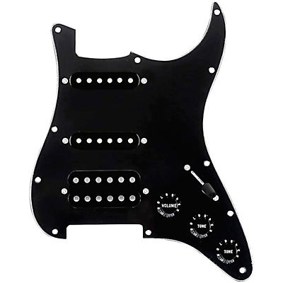 920d Custom HSS Loaded Pickguard For Strat With An Uncovered Smoothie Humbucker, Black Texas Vintage Pickups and Black Knobs