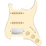 920d Custom HSS Loaded Pickguard for Strat With Nickel Cool Kids Humbucker, Aged White Texas Grit Pickups & Black Knobs Aged White