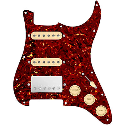 920D Custom HSS Loaded Pickguard for Strat With Nickel Cool Kids Humbucker, Aged White Texas Grit Pickups & Black Knobs