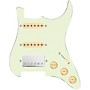 920d Custom HSS Loaded Pickguard for Strat With Nickel Smoothie Humbucker, Aged White Texas Vintage Pickups & Aged White Knobs Mint Green