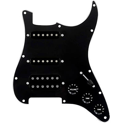 920D Custom HSS Loaded Pickguard for Strat With Uncovered Cool Kids Humbucker, Black Texas Grit Pickups & Black Knobs