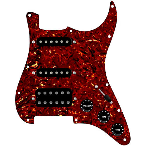 920D Custom HSS Loaded Pickguard for Strat With Uncovered Cool Kids Humbucker, Black Texas Grit Pickups & Black Knobs Tortoise