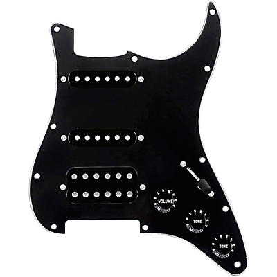 920d Custom HSS Loaded Pickguard for Strat With Uncovered Smoothie Humbucker, Black Texas Vintage Pickups and Black Knobs